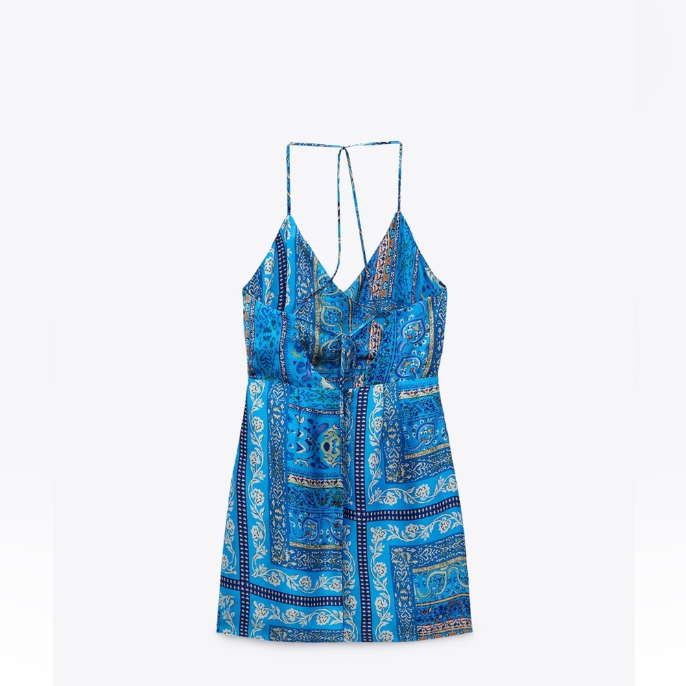 PRINTED STRAPLESS DRESS - Picture 3 of 4